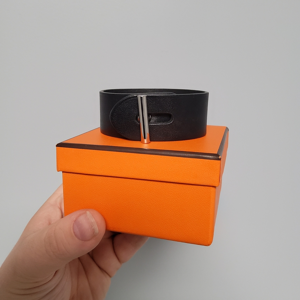 Hermes Black Leather Bracelet